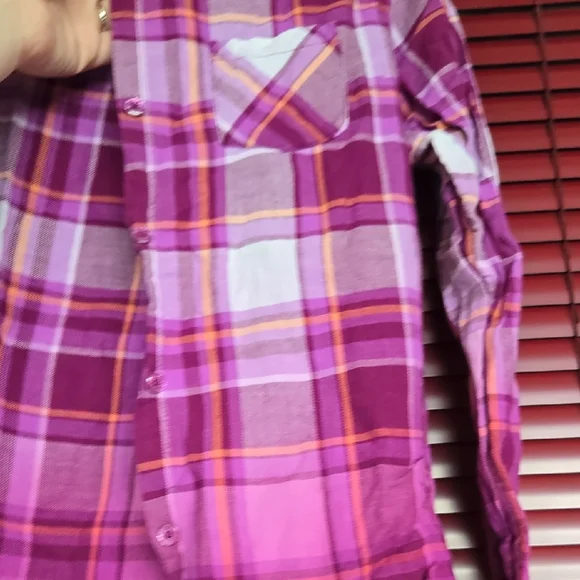 Purple and Pink Plaid Button-Up Shirt - Picture 4 of 5